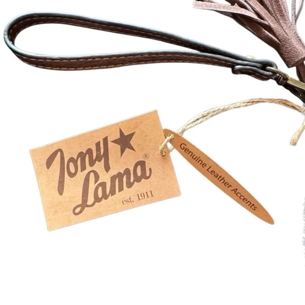 NWT- Tony Lama- Genuine Leather and Hair w Turquoise Detail Wristlet Purse